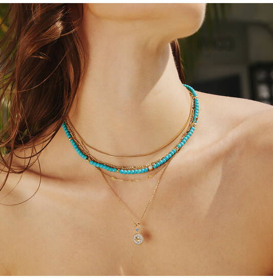  Chill Voyager - Necklaces with pendant - Silver / 14kt GP - Crystal - 46-50 cm